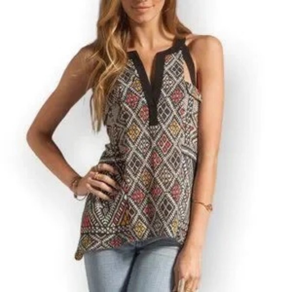 BCBGMaxAzria  BLACK STRAPS ASYMMETRICAL FLOWY CUT OUT TANK TOP